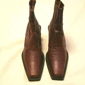 Purple Peacock Leather Heeled Short Boots 37